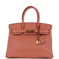 New Hermes Birkin 30 Rose Tea Clemence Gold Hardware