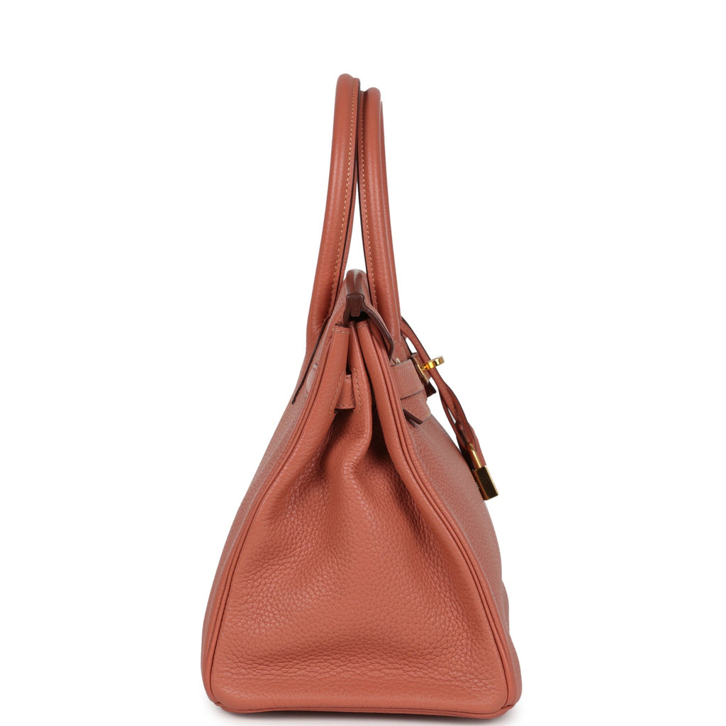New Hermes Birkin 30 Rose Tea Clemence Gold Hardware