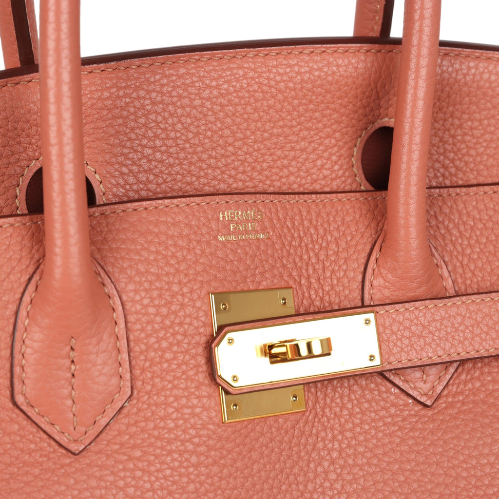 New Hermes Birkin 30 Rose Tea Clemence Gold Hardware