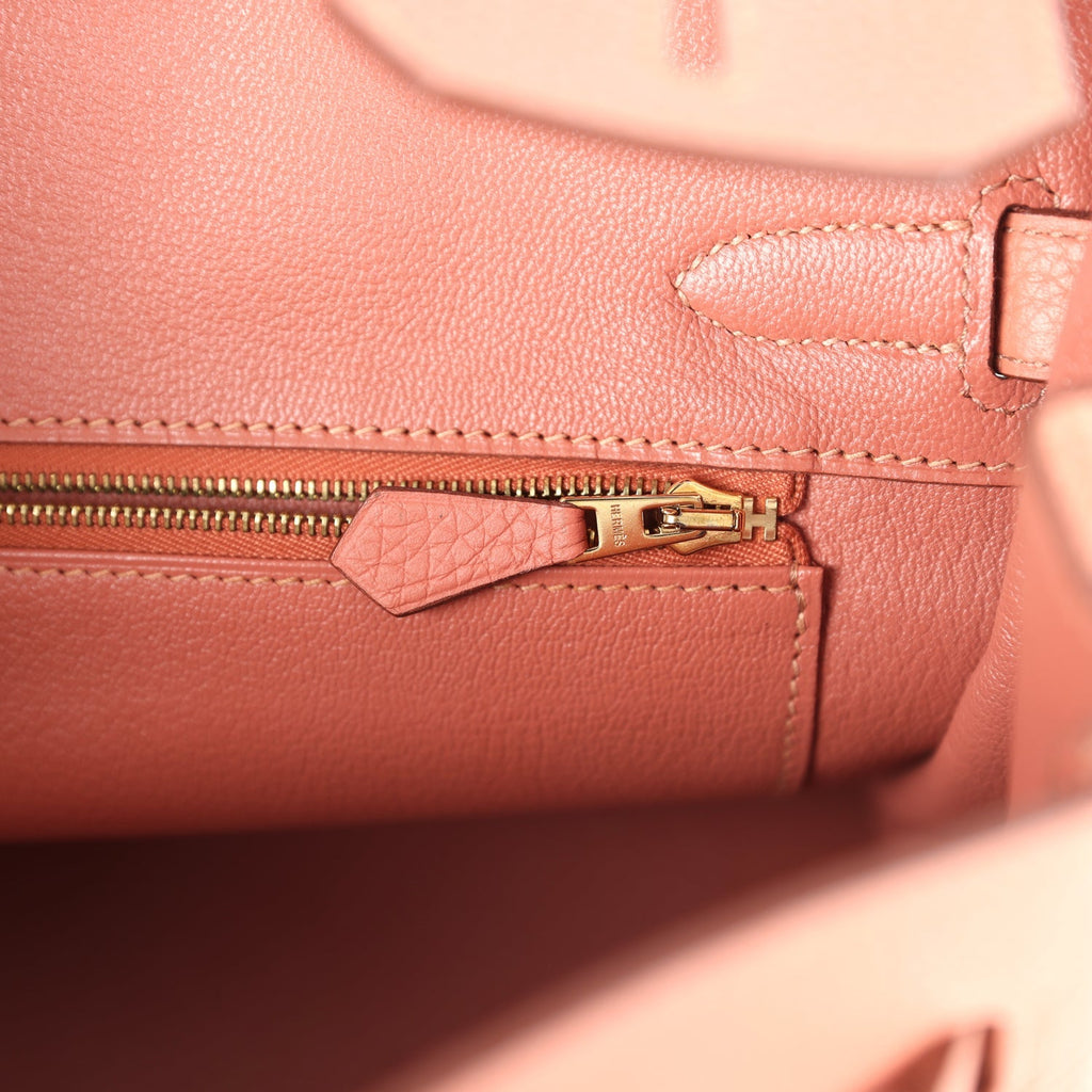 New Hermes Birkin 30 Rose Tea Clemence Gold Hardware