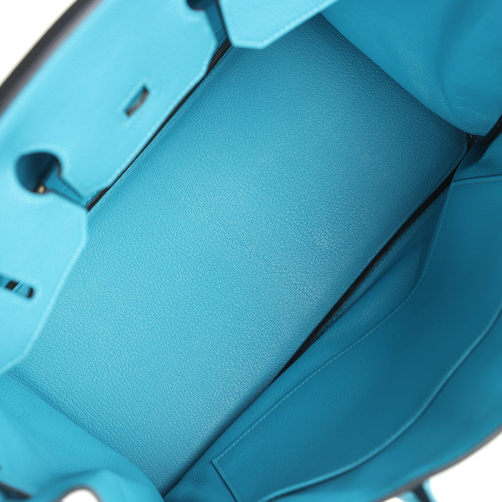 Pre-owned Hermes Birkin 35 Turquoise Togo Palladium Hardware