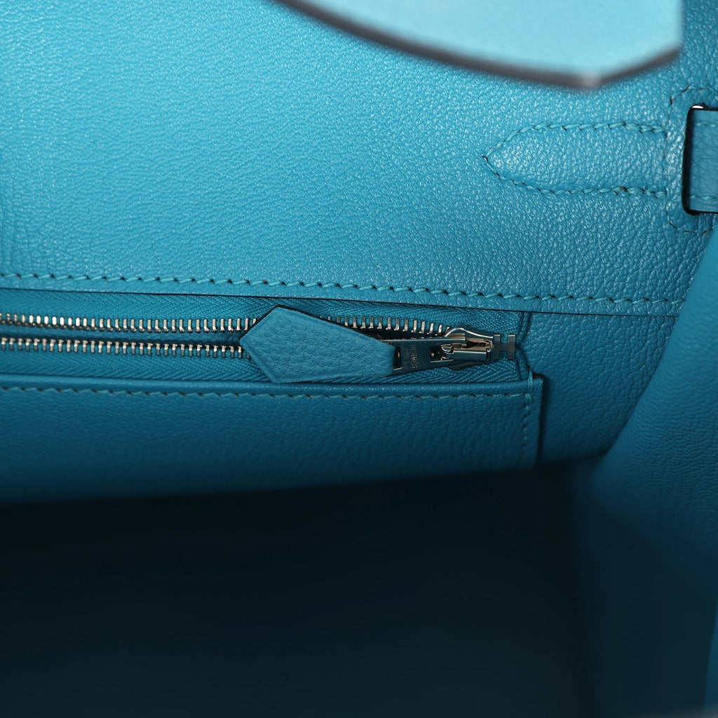 Pre-owned Hermes Birkin 35 Turquoise Togo Palladium Hardware