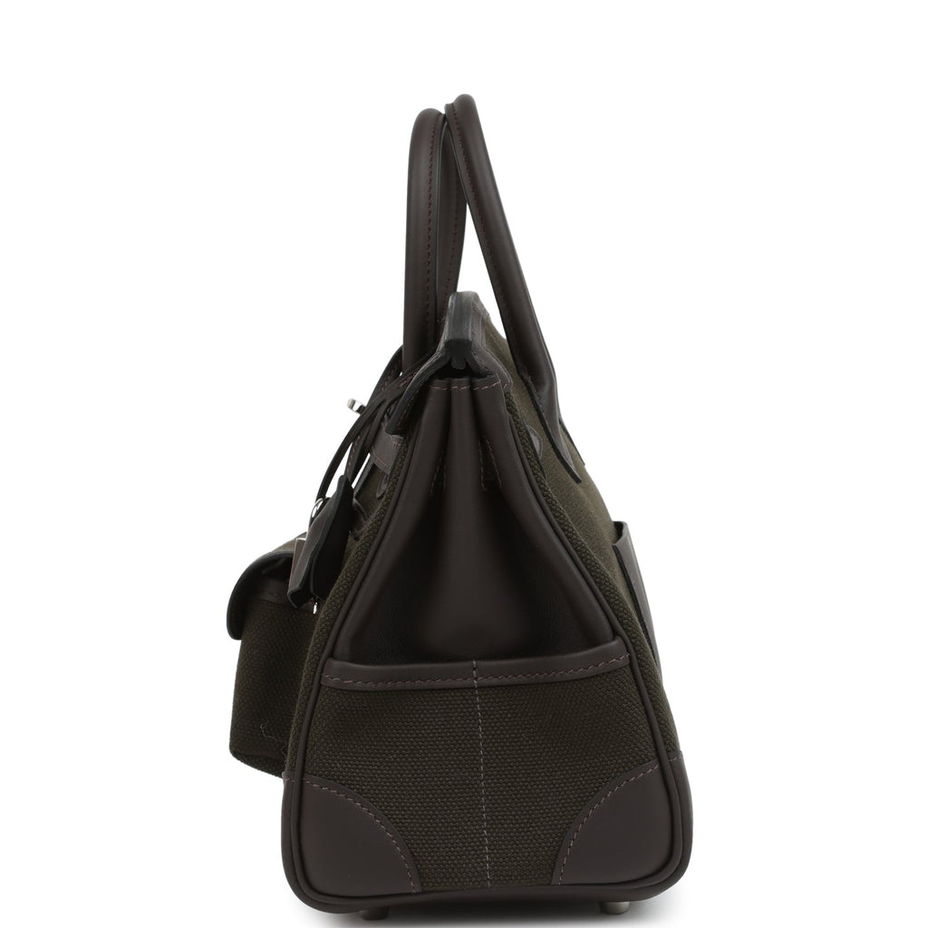 Hermes Birkin 25 Cargo Dark Bronze Toile Goeland and Ebene Swift Palladium Hardware