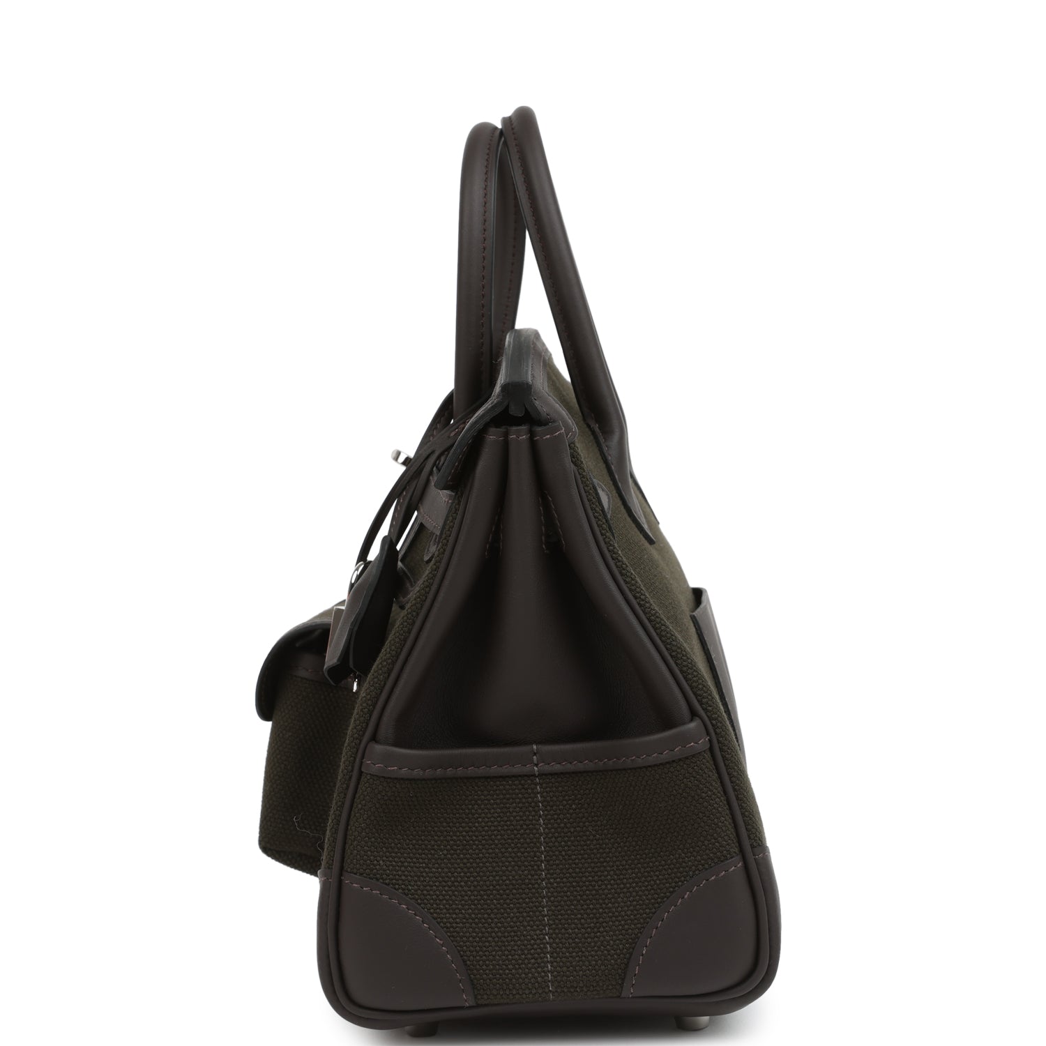 Hermes Birkin 25 Cargo Dark Bronze Toile Goeland and Ebene Swift Palladium Hardware