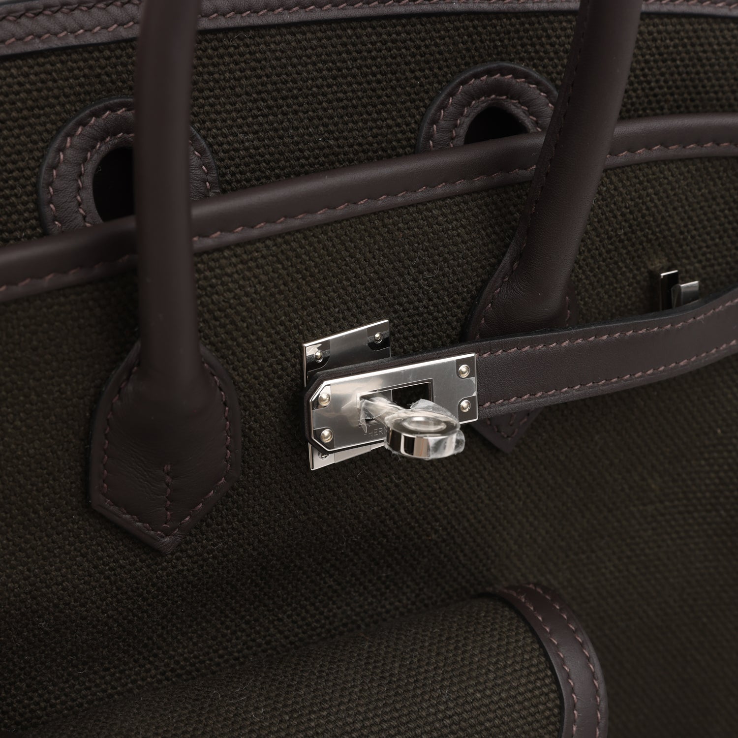Hermes Birkin 25 Cargo Dark Bronze Toile Goeland and Ebene Swift Palladium Hardware