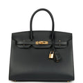 Pre-owned Hermes Birkin Sellier 30 Bleu Minuit Monsiuer Gold Hardware