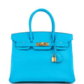 Hermes Birkin 30 Bleu Frida Epsom Gold Hardware