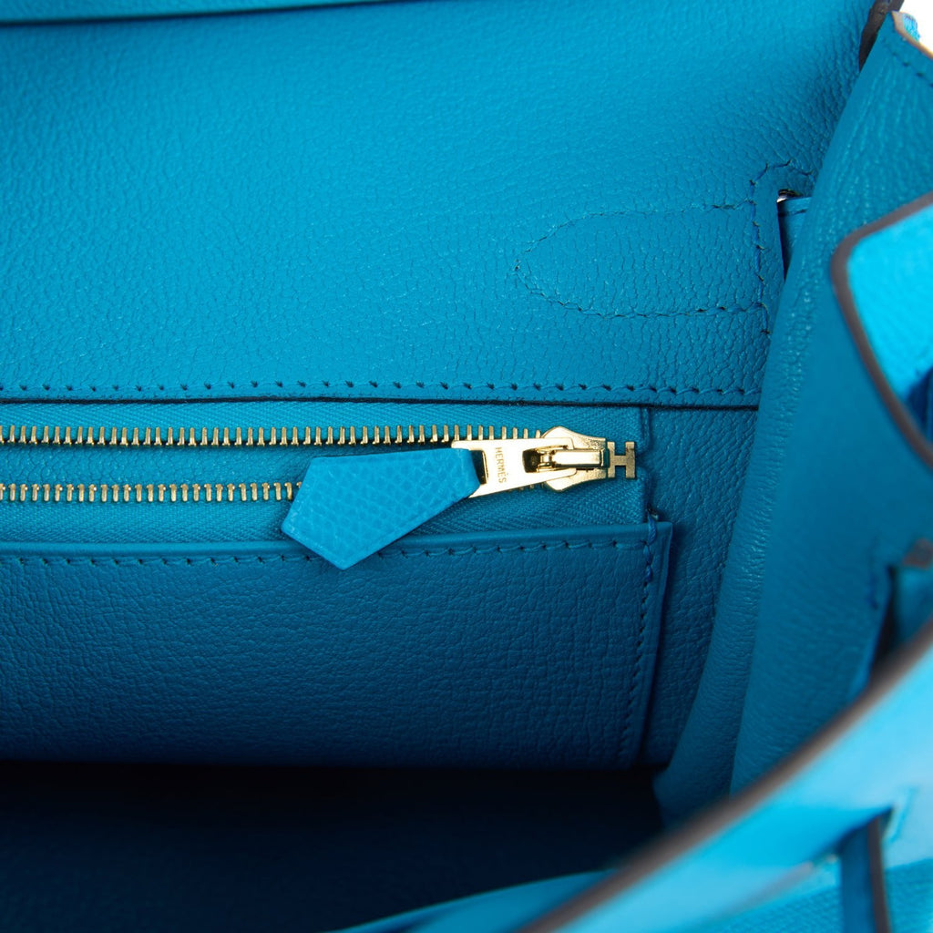 Hermes Birkin 30 Bleu Frida Epsom Gold Hardware