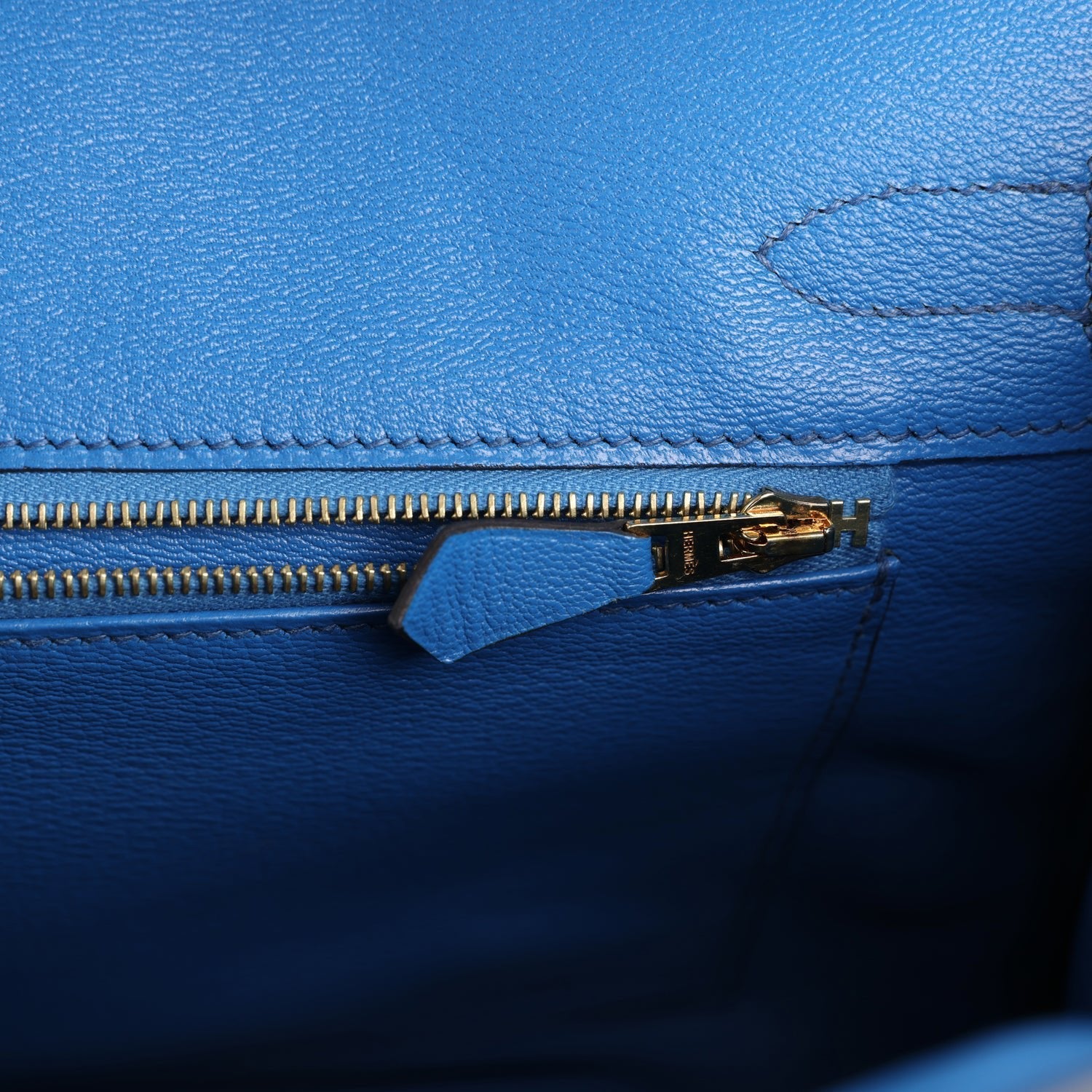 Pre-owned Hermes Birkin 30 Bleu Mykonos Matte Alligator Gold Hardware