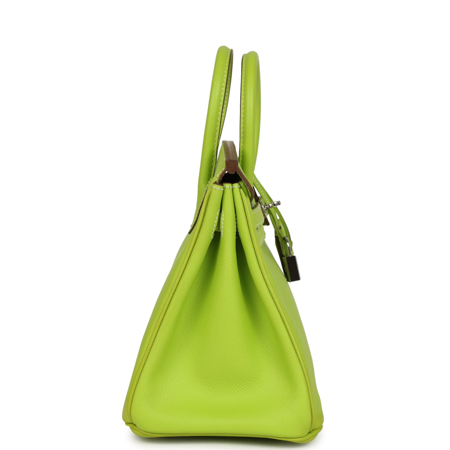 Pre-owned Hermes Candy Birkin 25 Kiwi Candy Epsom Palladium Hardware