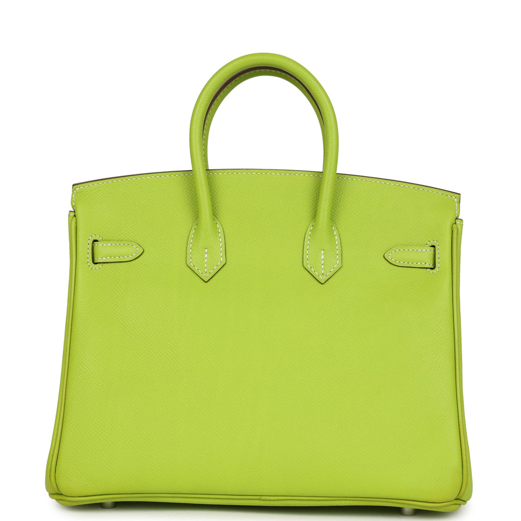 New Hermes Candy Birkin 25 Kiwi Candy Epsom Palladium Hardware