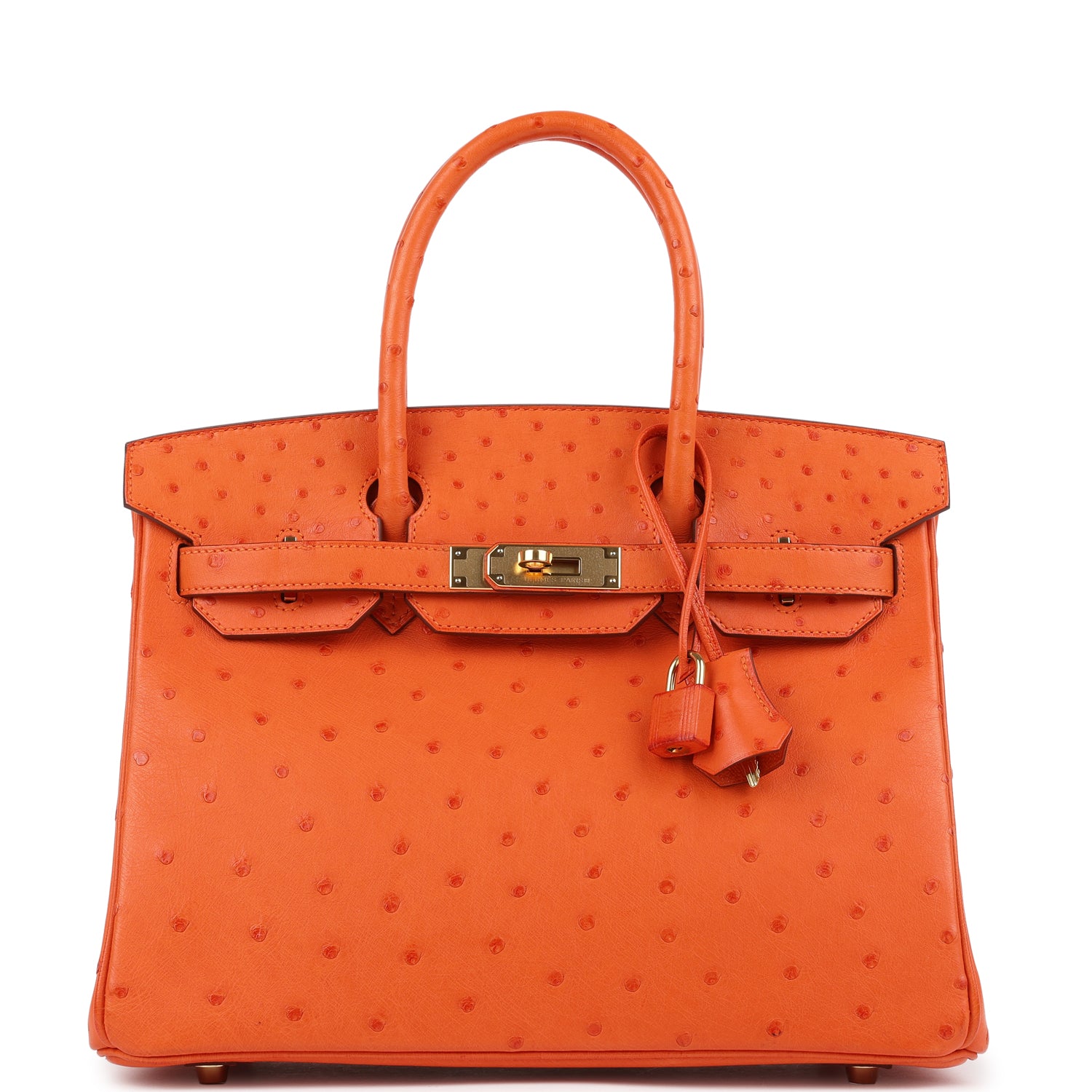 New Hermes Birkin 30 Tangerine Ostrich Gold Hardware