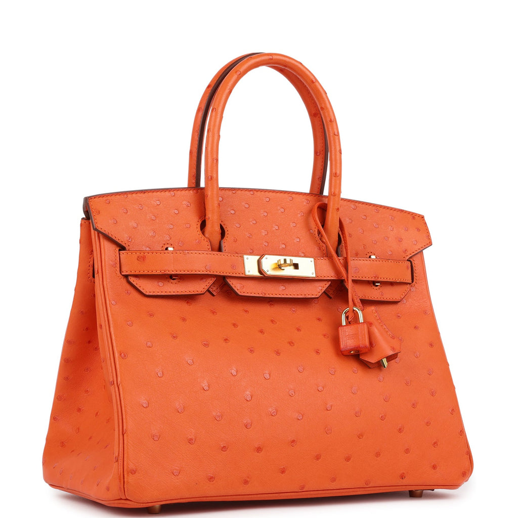 New Hermes Birkin 30 Tangerine Ostrich Gold Hardware