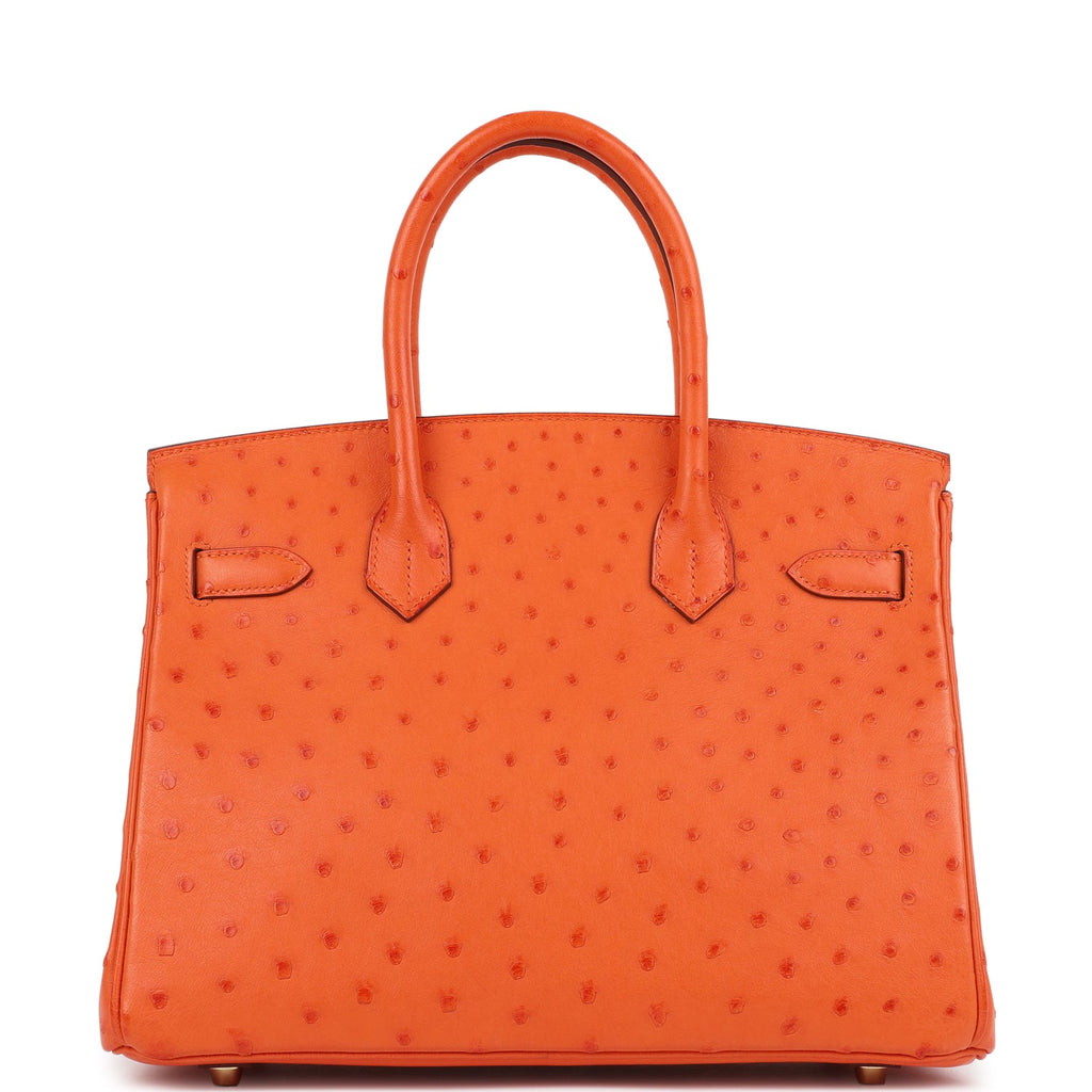 New Hermes Birkin 30 Tangerine Ostrich Gold Hardware