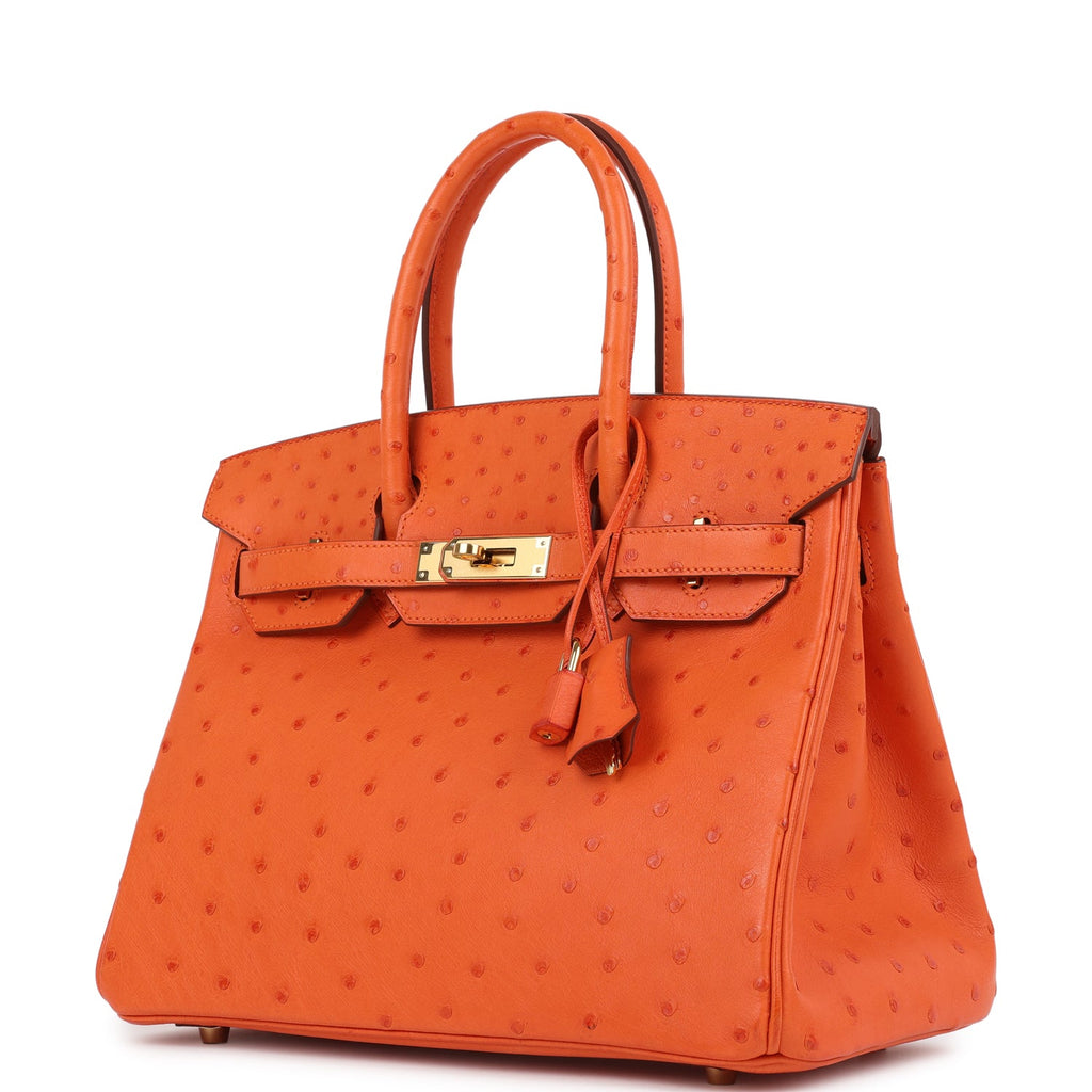 New Hermes Birkin 30 Tangerine Ostrich Gold Hardware