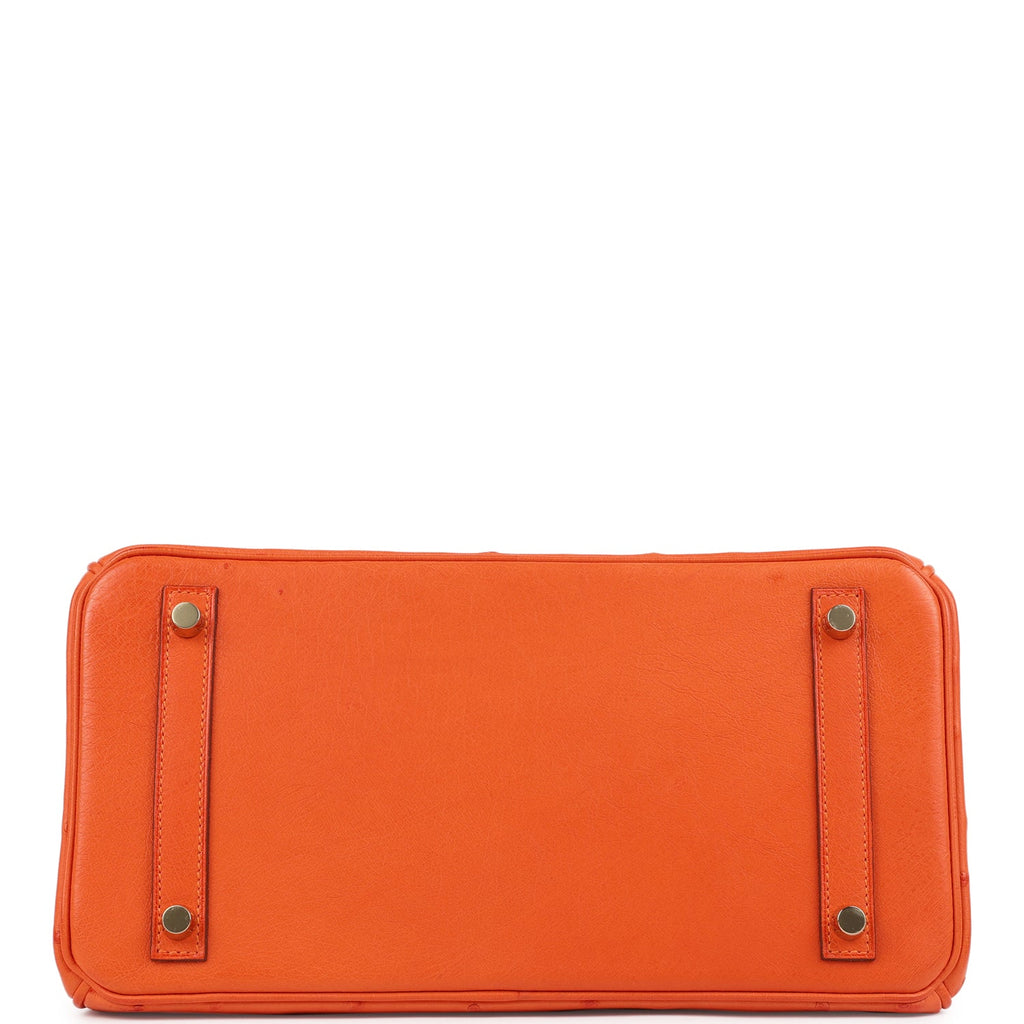 New Hermes Birkin 30 Tangerine Ostrich Gold Hardware