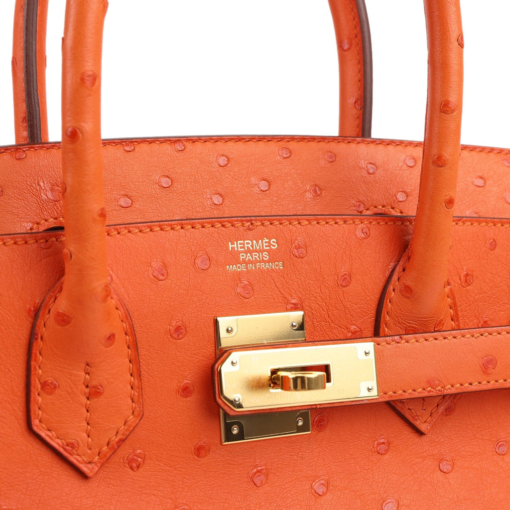 New Hermes Birkin 30 Tangerine Ostrich Gold Hardware