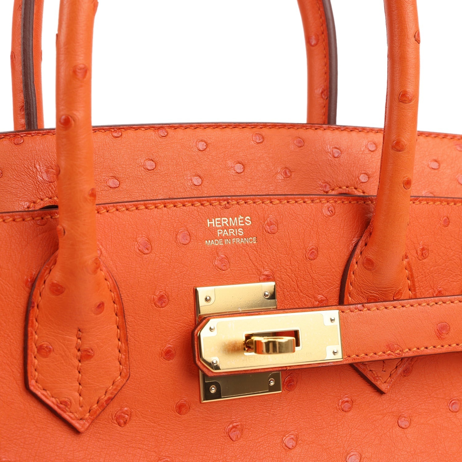 New Hermes Birkin 30 Tangerine Ostrich Gold Hardware