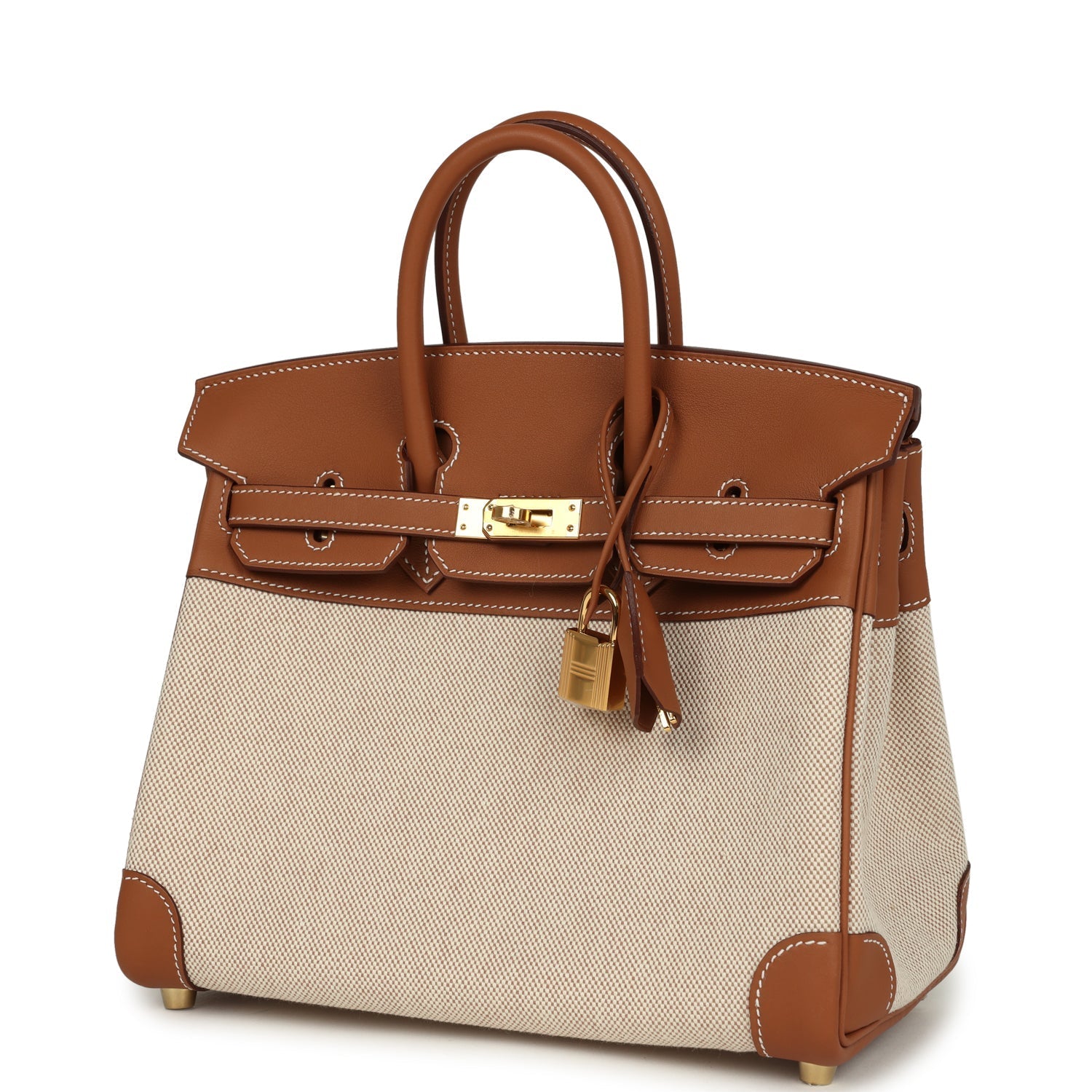 Hermes Birkin 25 Ecru and Gold Toile H Canvas and Gold Swift Gold Hardware