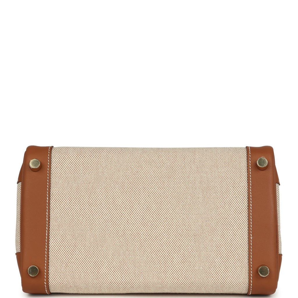 Hermes Birkin 25 Ecru and Gold Toile H Canvas and Gold Swift Gold Hardware