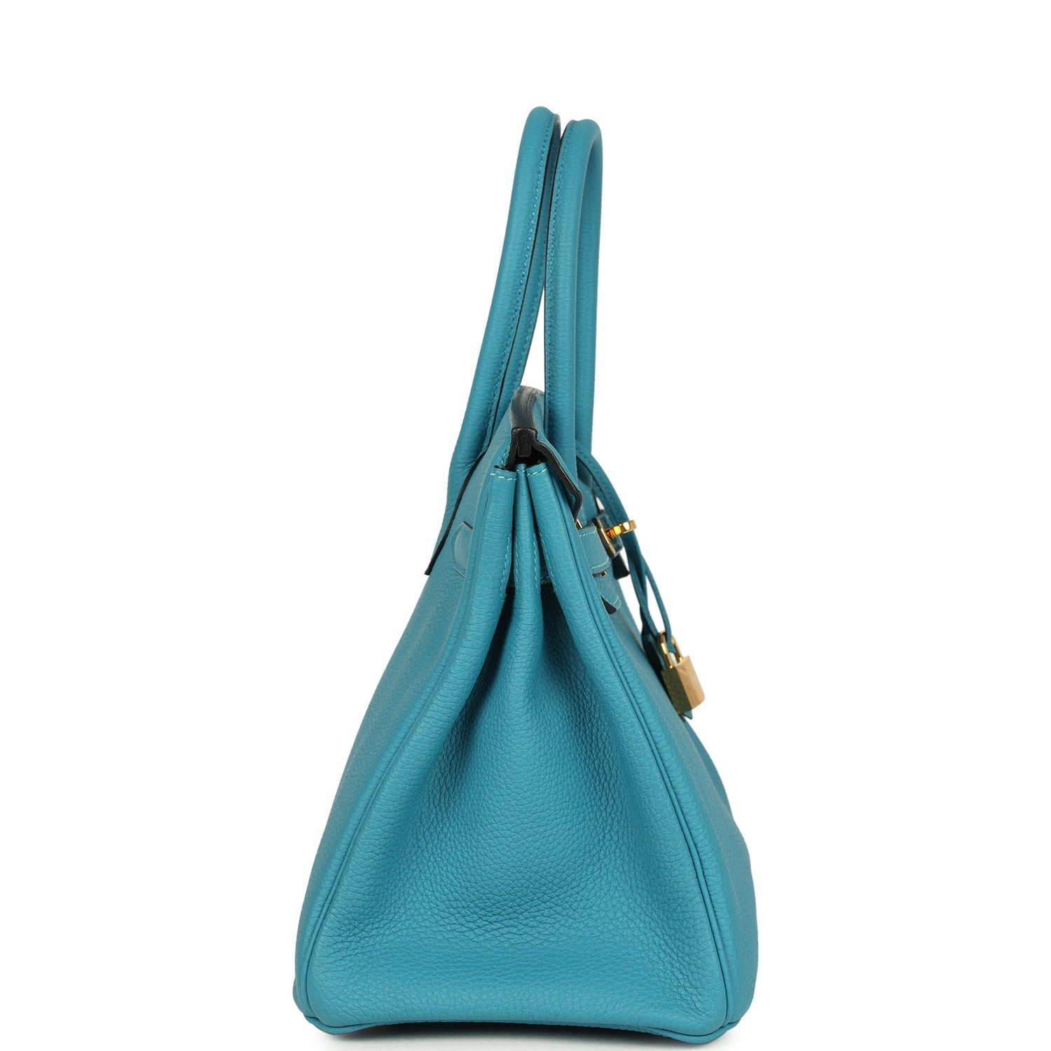 Pre-owned Hermes Birkin 30 Turquoise Togo Gold Hardware