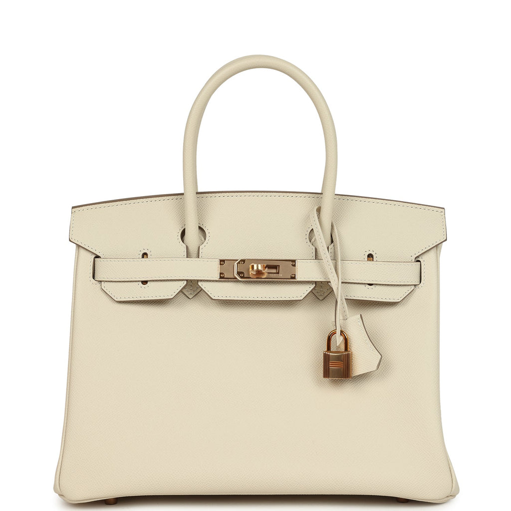 Pre-owned Hermes Birkin 30 Craie Epsom Rose Gold Hardware