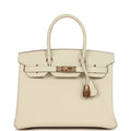 Pre-owned Hermes Birkin 30 Craie Epsom Rose Gold Hardware