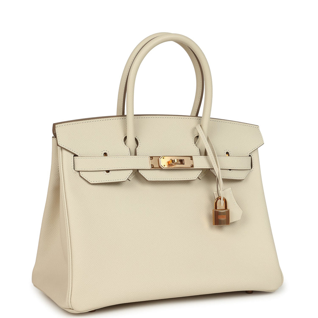 Pre-owned Hermes Birkin 30 Craie Epsom Rose Gold Hardware