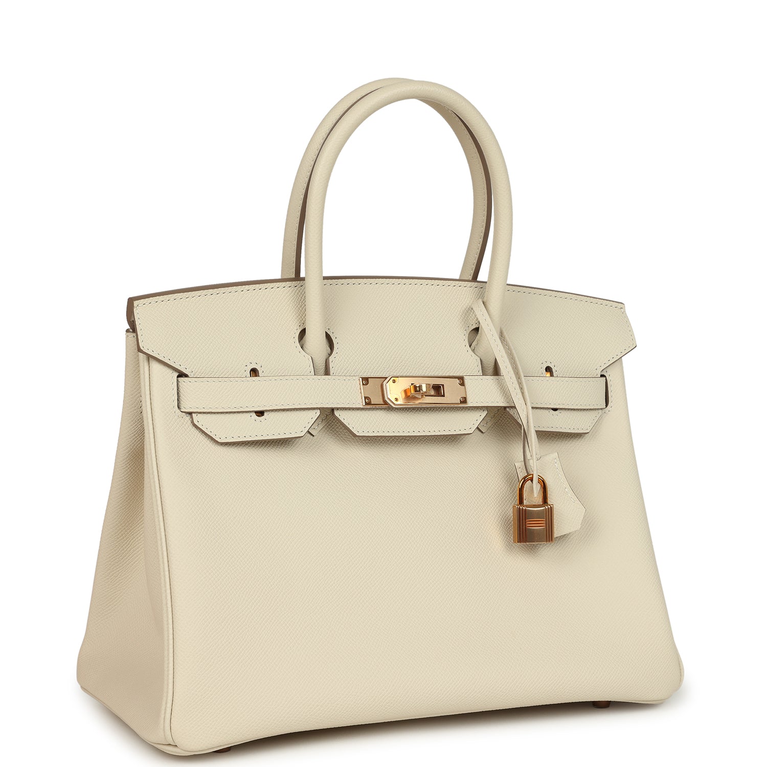 Pre-owned Hermes Birkin 30 Craie Epsom Rose Gold Hardware