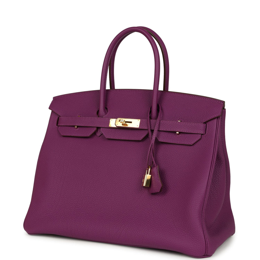 Pre-owned Hermes Birkin 35 Anemone Togo Gold Hardware