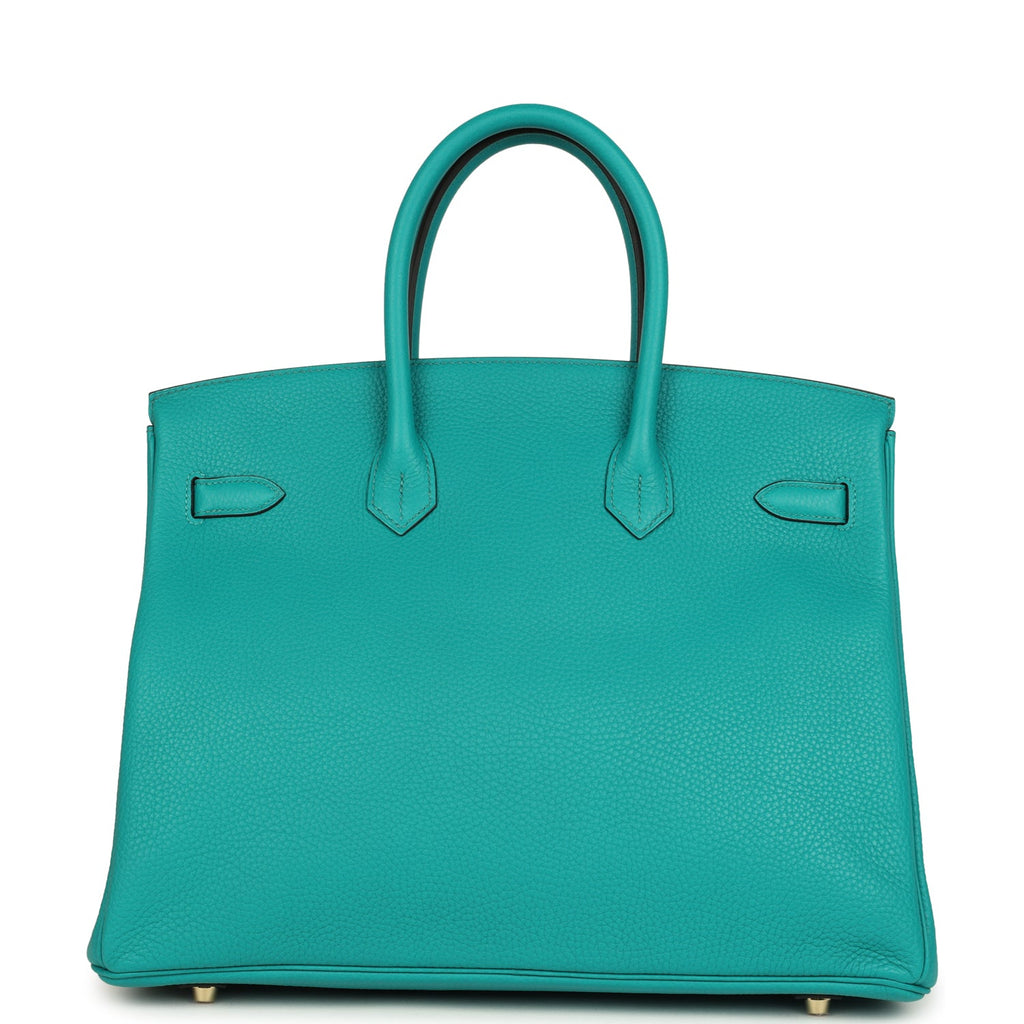 Pre-owned Hermes Birkin 35 Bleu Paon Togo Gold Hardware