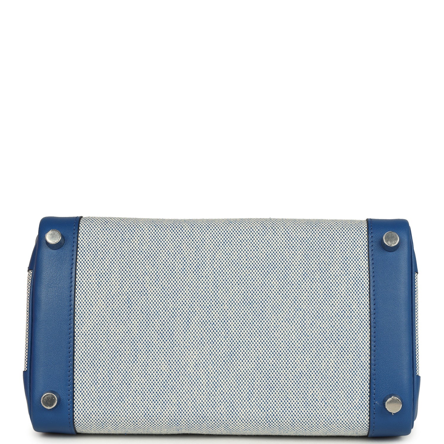 Hermes Birkin 25 Bleu France Swift and Bleu Bill-Ecru Toile H Canvas Palladium Hardware