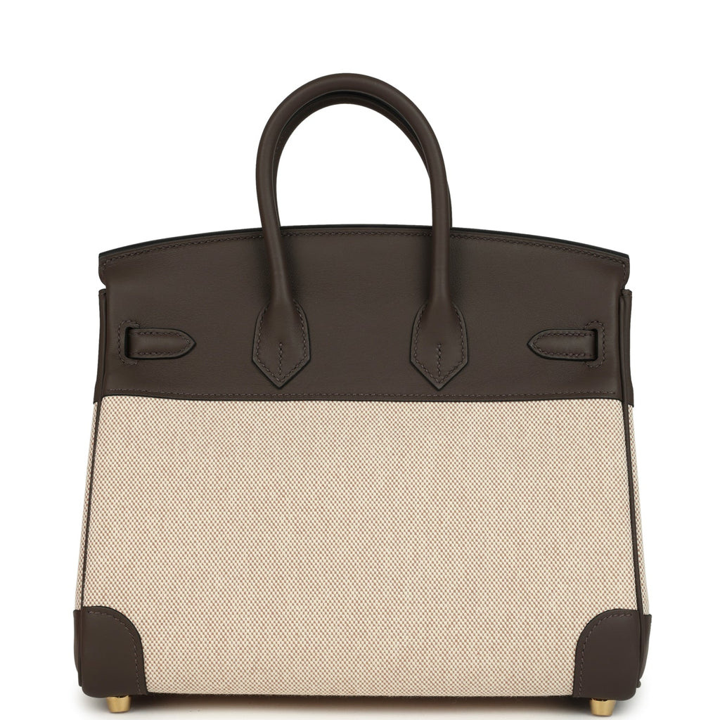 Hermes Birkin 25 Ecru-Beige Toile H Canvas and Ecorce Swift Permabrass Hardware