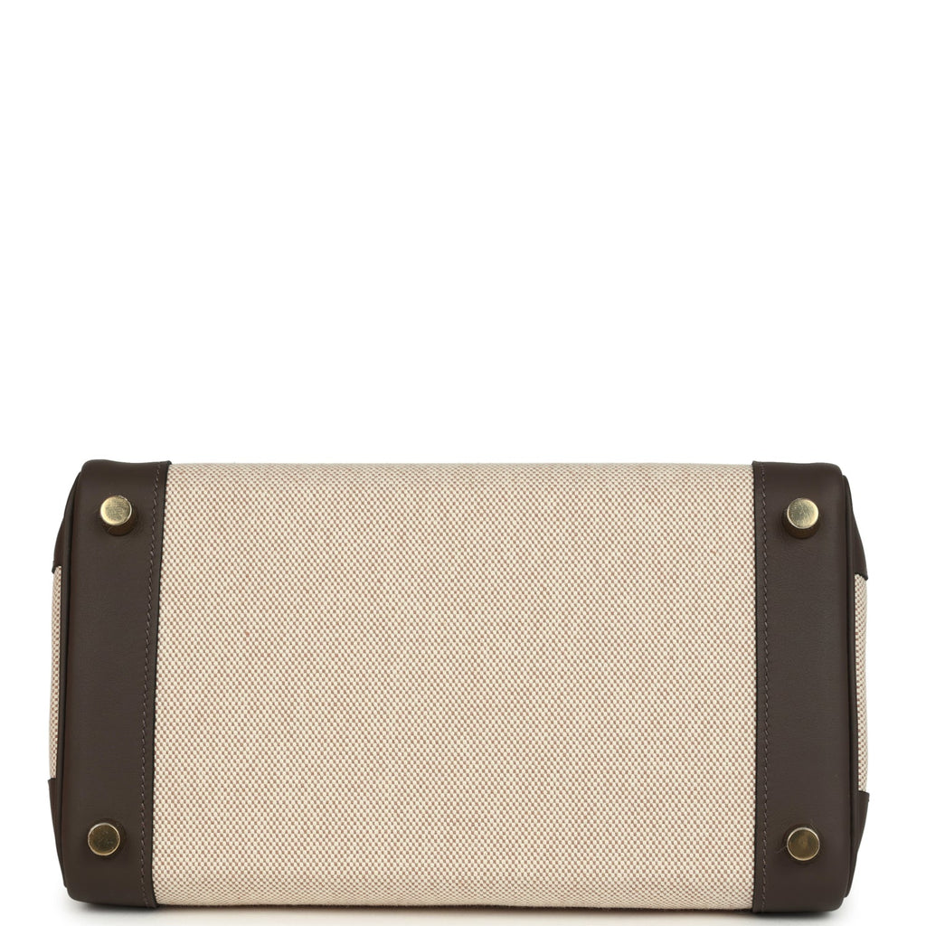 Hermes Birkin 25 Ecru-Beige Toile H Canvas and Ecorce Swift Permabrass Hardware