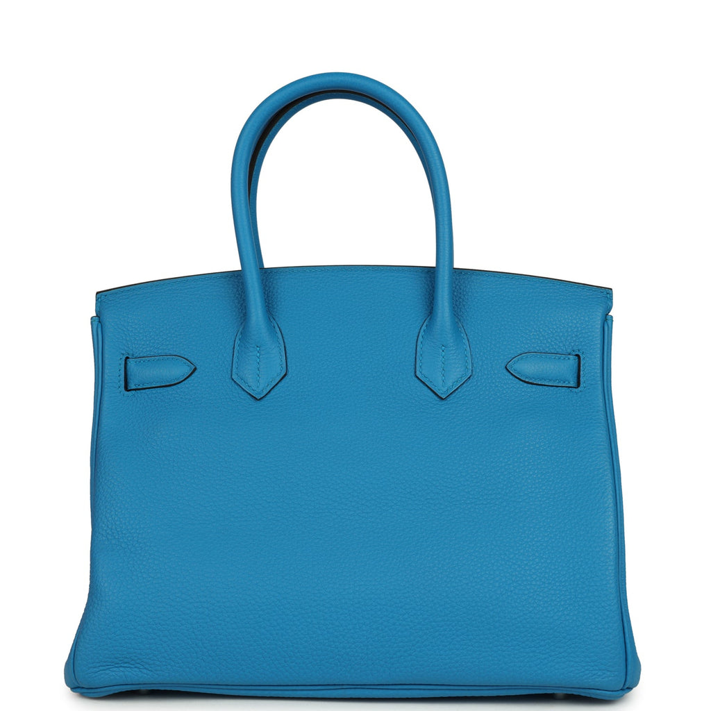 Pre-owned Hermes Birkin 30 Bleu Zanzibar Verso Togo Palladium Hardware
