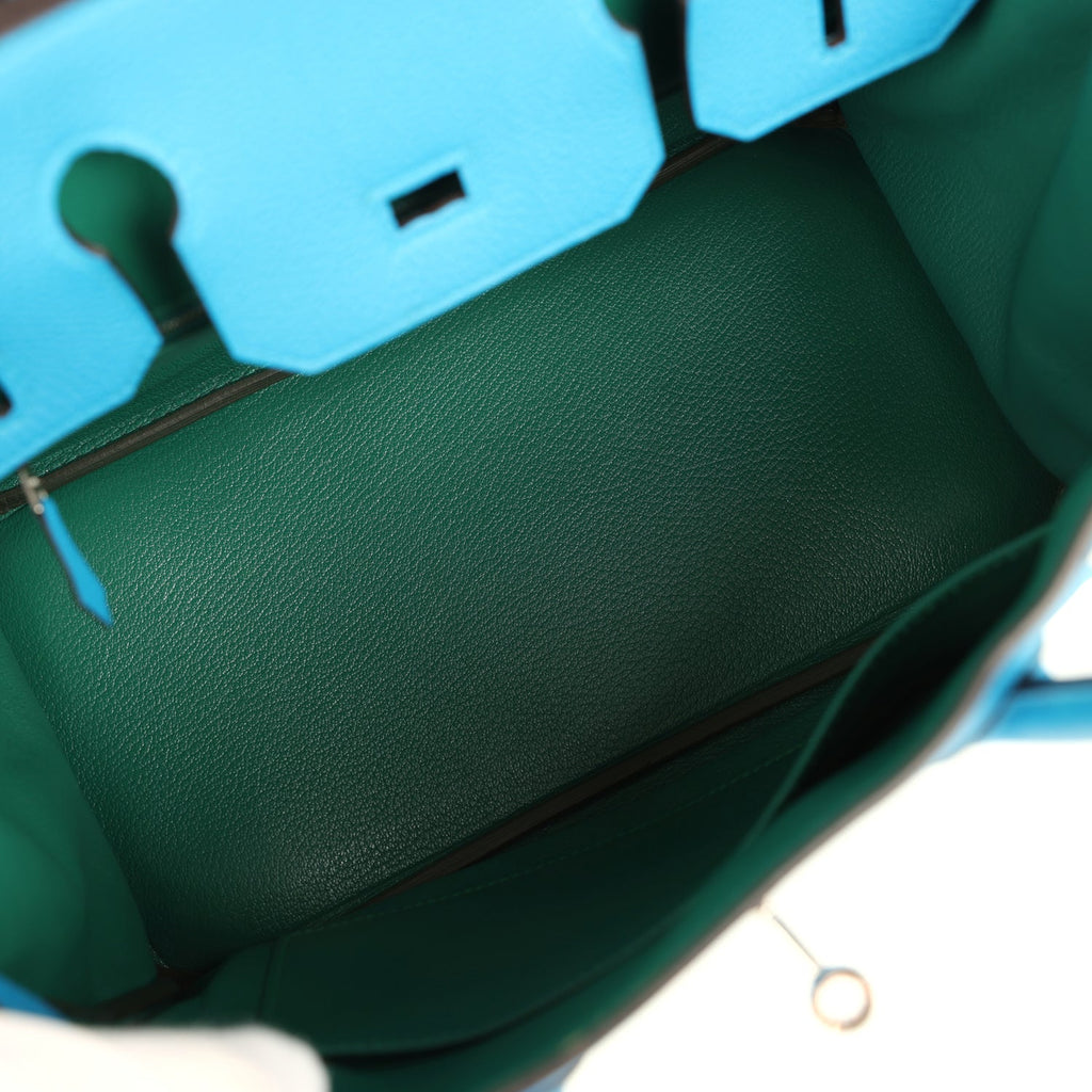 Pre-owned Hermes Birkin 30 Bleu Zanzibar Verso Togo Palladium Hardware