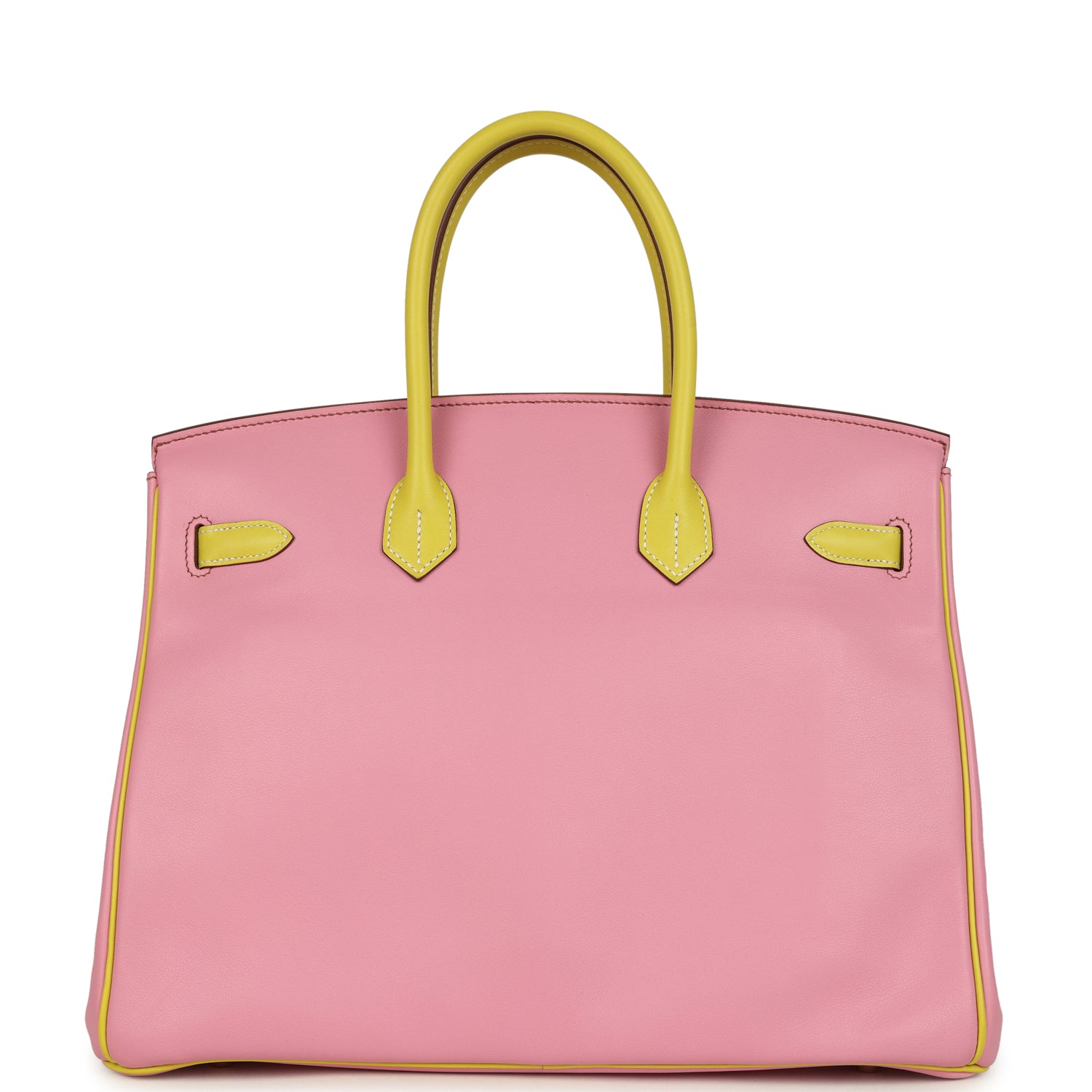 Pre-owned Hermes Special Order (HSS) Birkin 35 5P Bubblegum and Lime Swift Gold Hardware