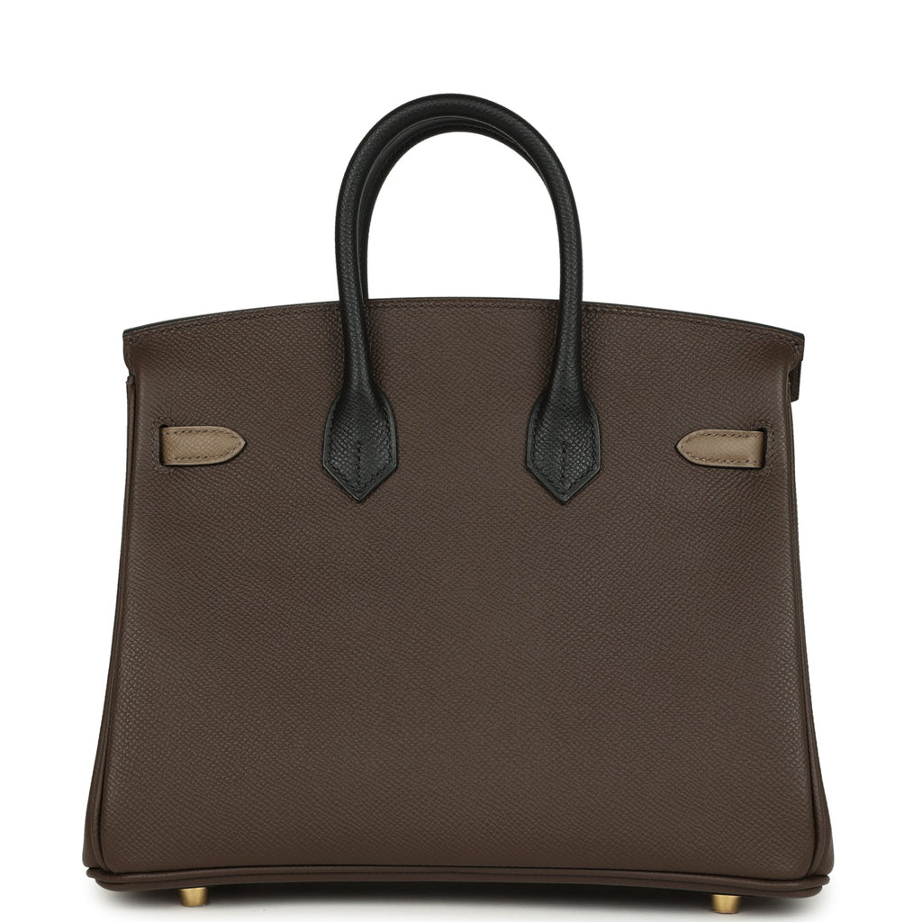 Hermes Birkin 25 Tri-color Ecorce, Etoupe and Black Epsom Gold Hardware