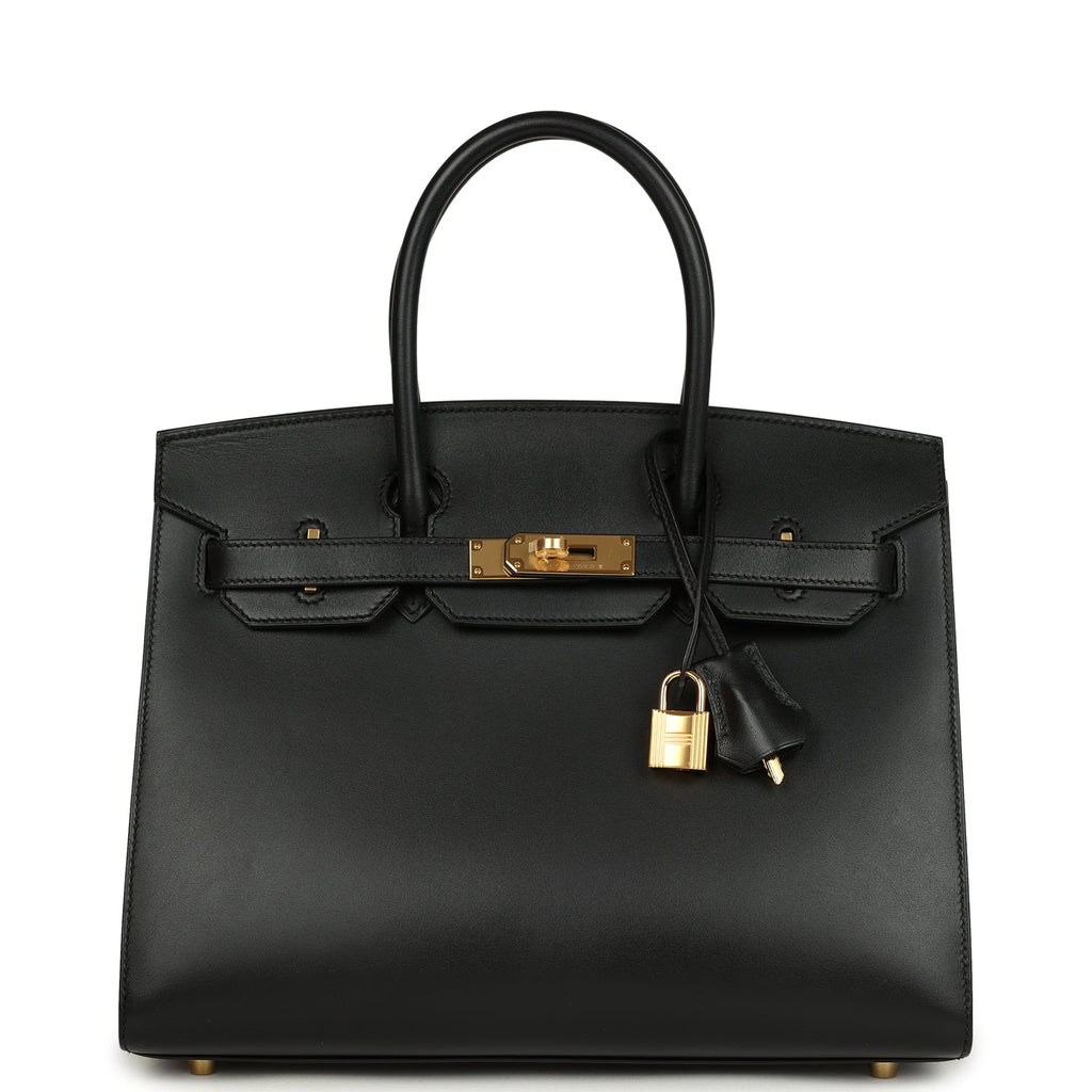Pre-owned Hermes Birkin Sellier 30 Black Monsieur Gold Hardware