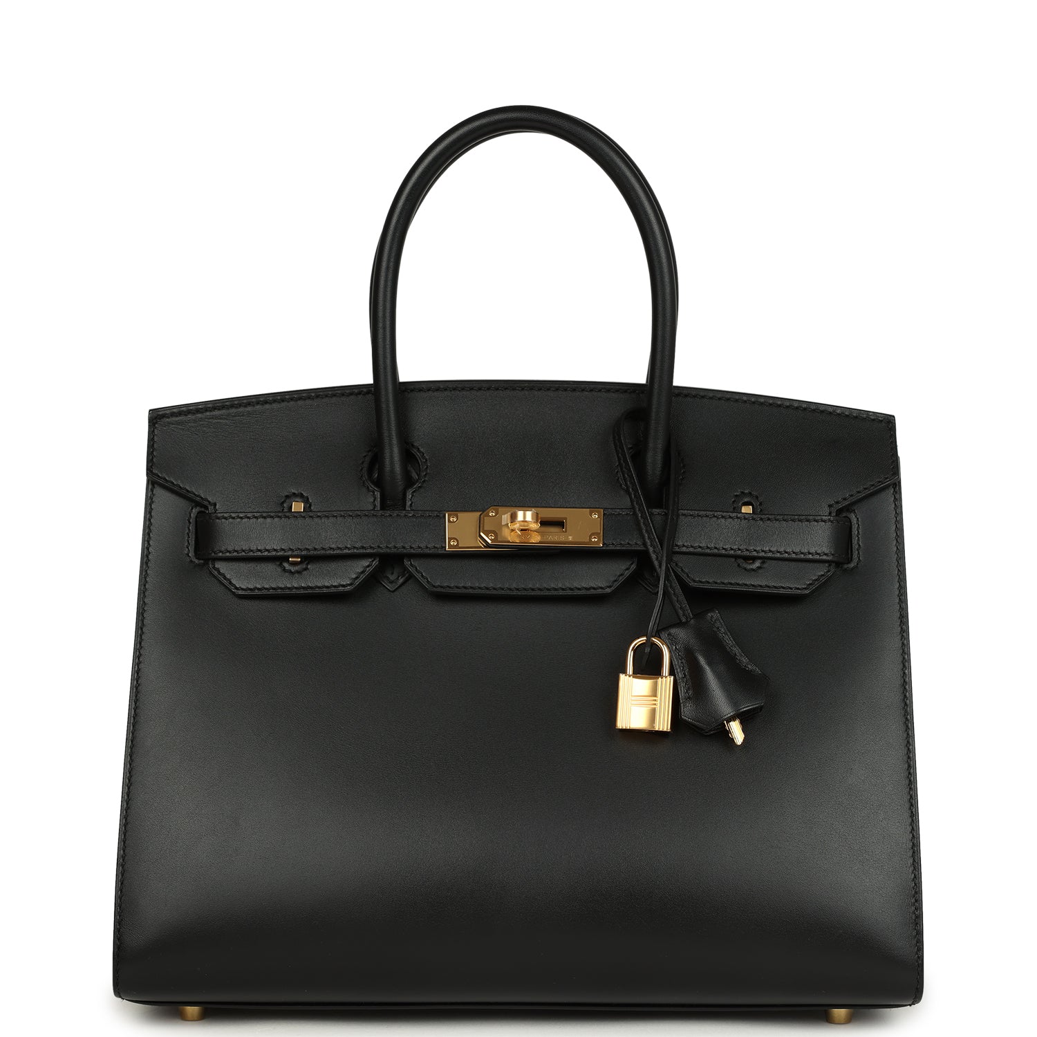 Pre-owned Hermes Birkin Sellier 30 Black Monsieur Gold Hardware