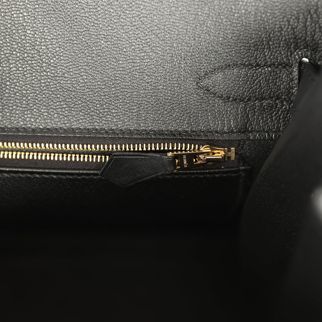 Pre-owned Hermes Birkin Sellier 30 Black Monsieur Gold Hardware