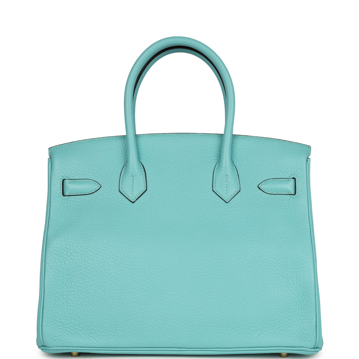 Pre-owned Hermes Birkin 30 Bleu Atoll Clemence Gold Hardware