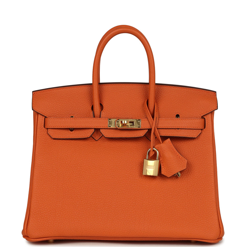 New Hermes Birkin 25 Orange Togo Gold Hardware