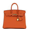 New Hermes Birkin 25 Orange Togo Gold Hardware