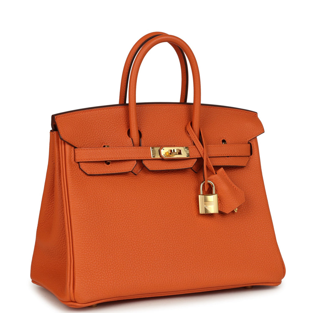 New Hermes Birkin 25 Orange Togo Gold Hardware