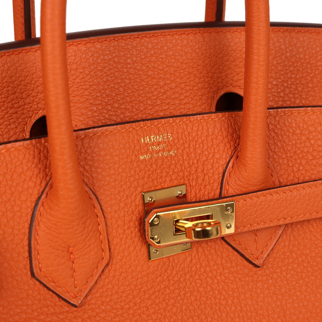New Hermes Birkin 25 Orange Togo Gold Hardware