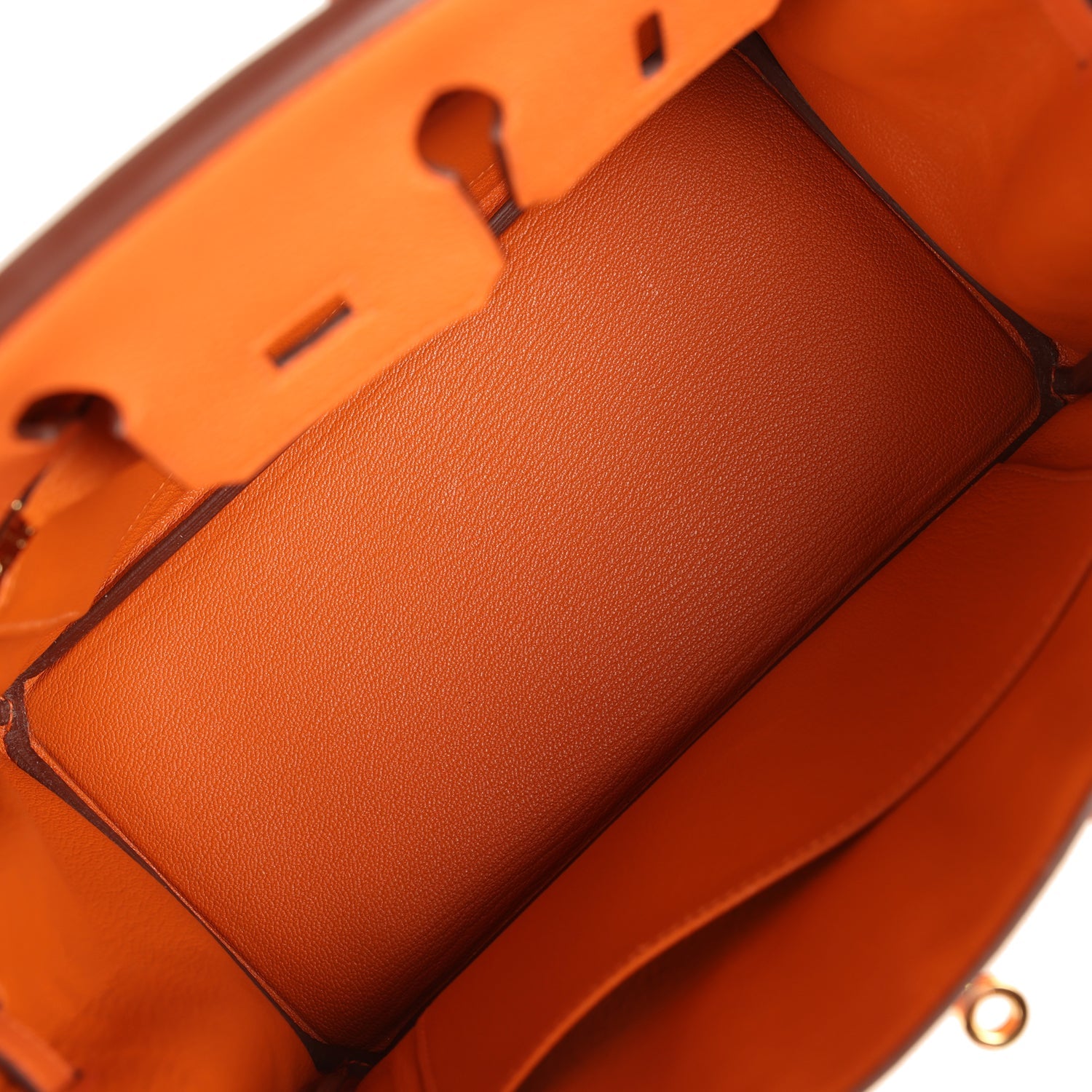 New Hermes Birkin 25 Orange Togo Gold Hardware