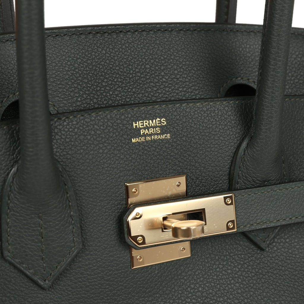 Hermes Shoulder Birkin Light 29 Vert Mangrove Evercolor Permabrass Hardware