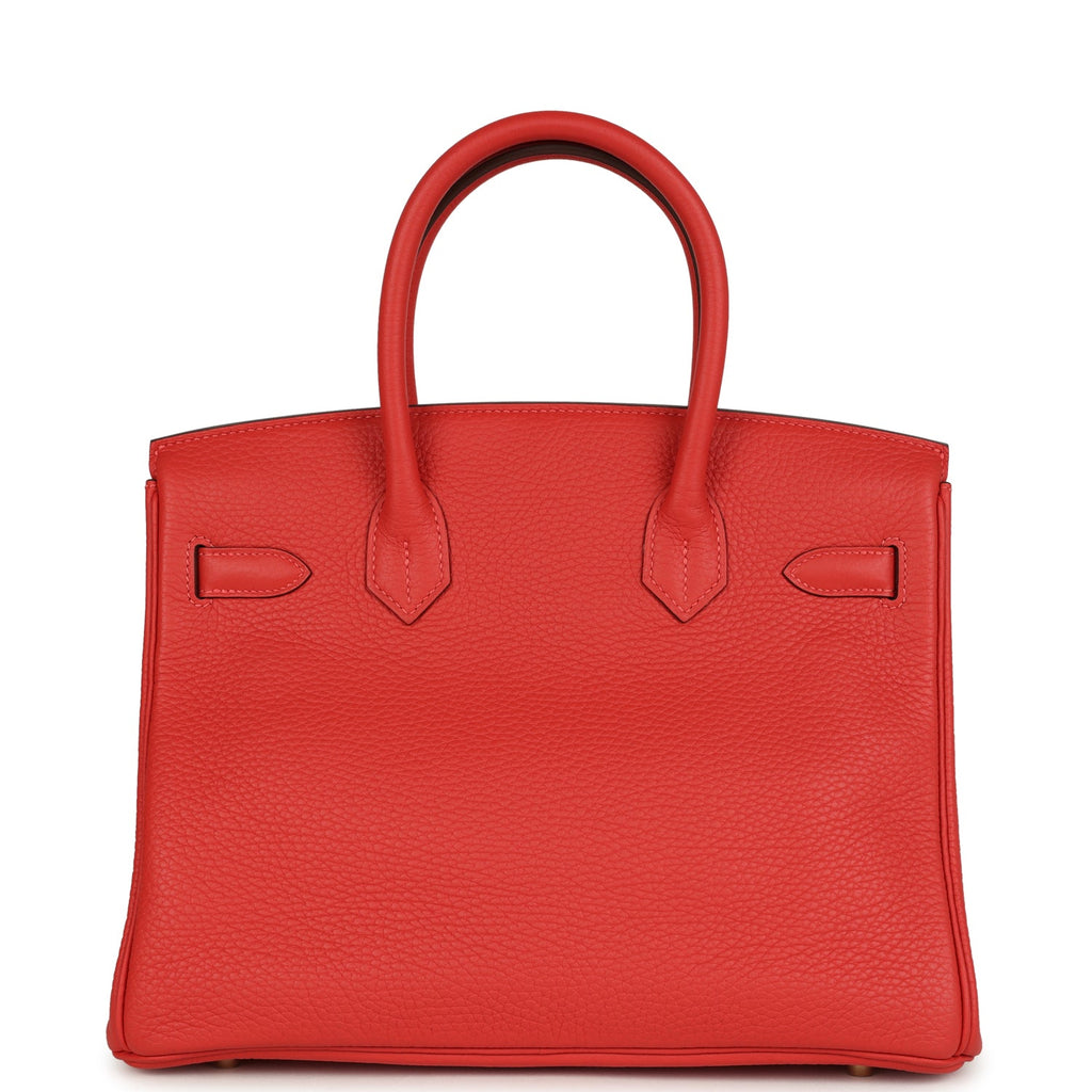 Pre-owned Hermes Birkin 30 Rouge Pivoine Clemence Gold Hardware
