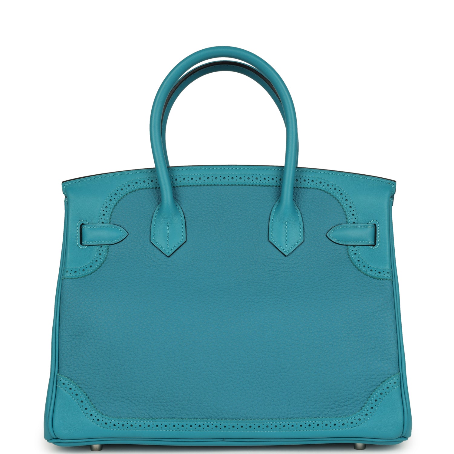 Pre-owned Hermes Birkin Ghillies 30 Turquoise Togo and Swift Palladium Hardware